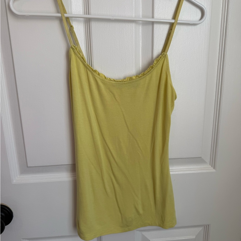 The Limited Chartreuse Camisole Top Rounded Ruffle Neckline